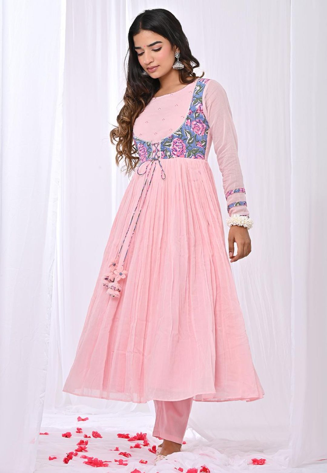 FLAMINGO PINK ANARKALI SUIT SET