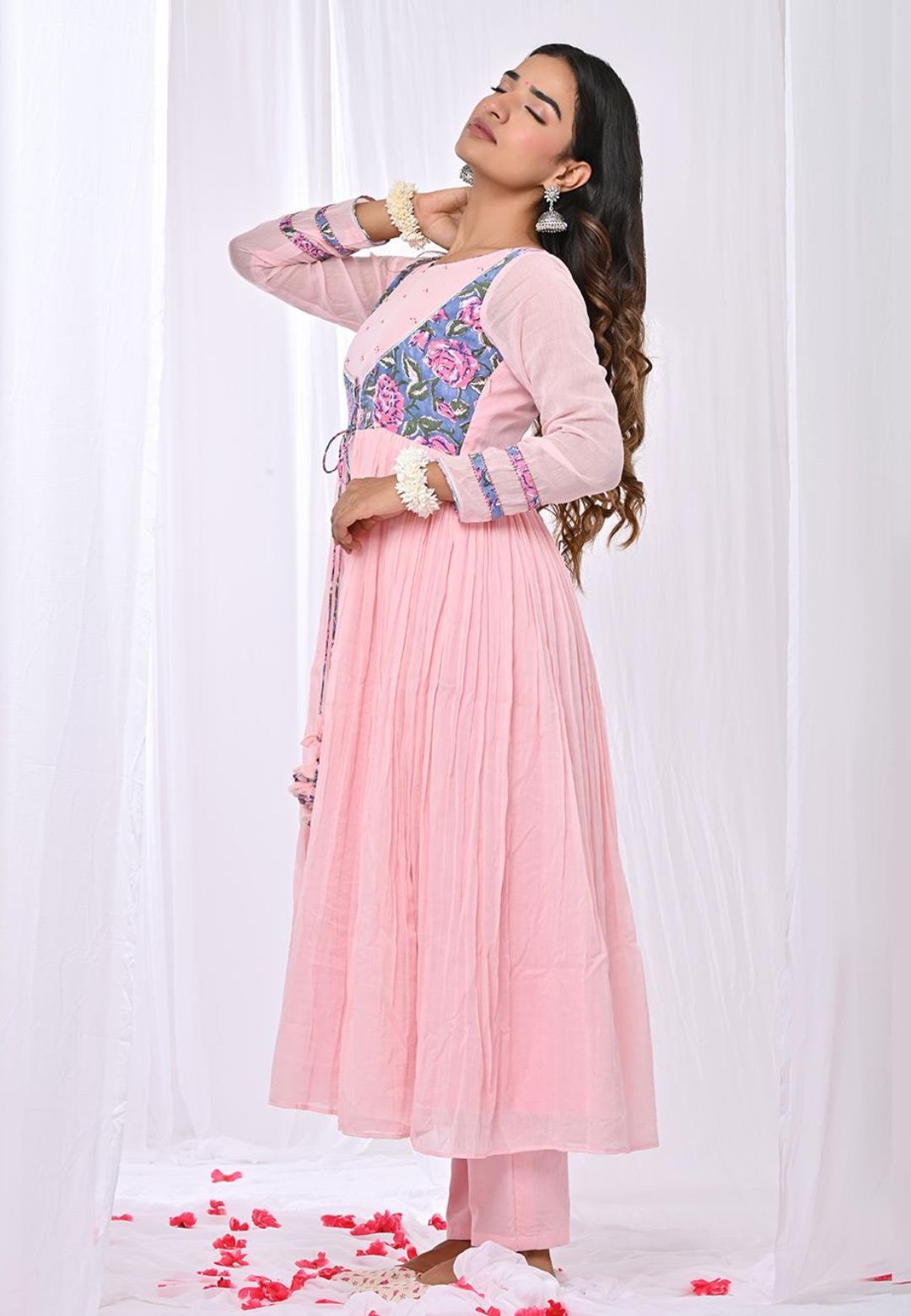 FLAMINGO PINK ANARKALI SUIT SET