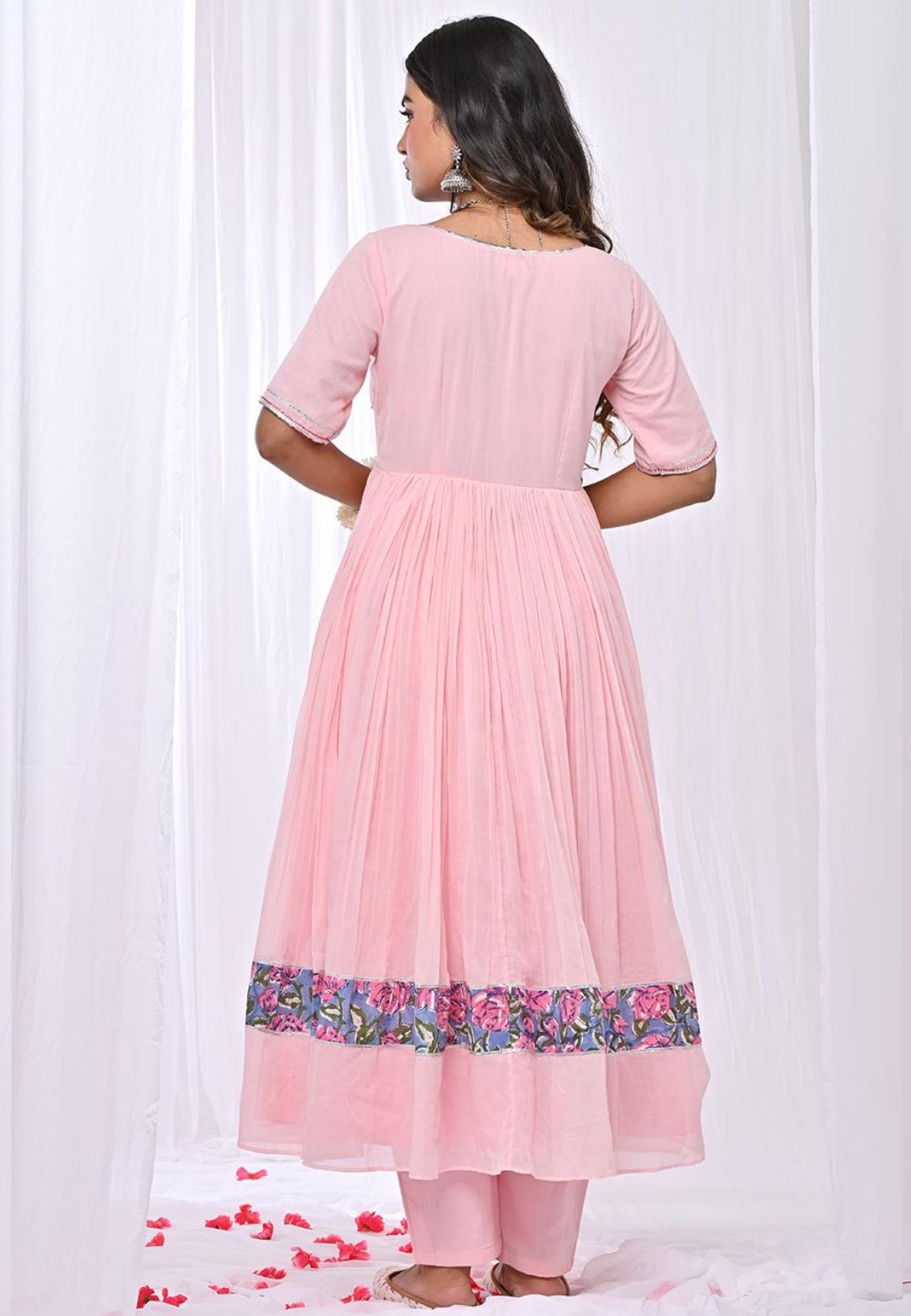 PINK MANIKA MULMUL ANARKALI SUIT SET