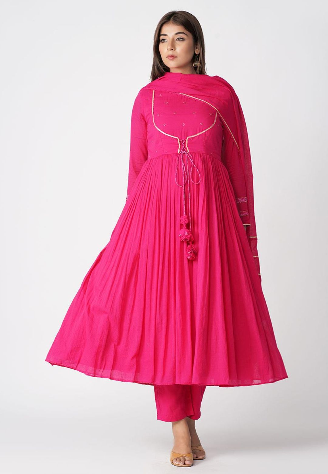 RANI PINK MANIKA GATHERED SUIT SET
