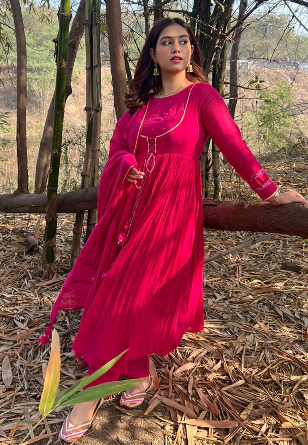 RANI PINK MANIKA GATHERED SUIT SET
