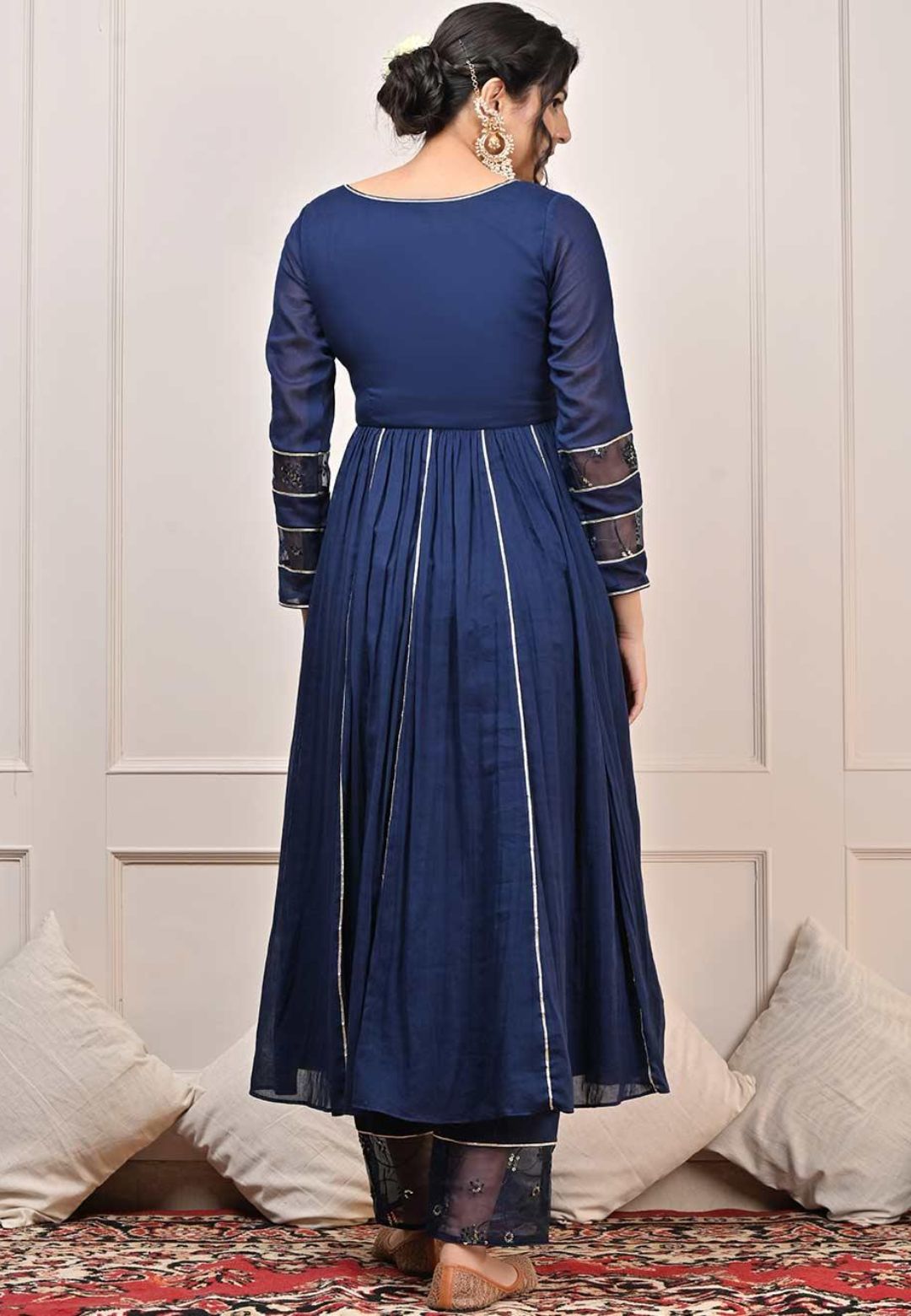 BLUE MULMUL ANARKALI SUIT SET
