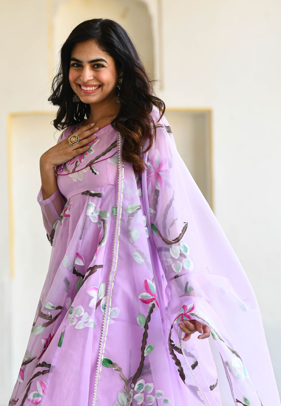 LIGHT LILAC HANDPAINTED ORGANZA SUIT SET