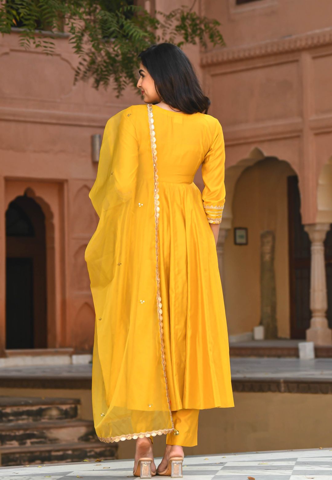 CHANDERI YELLOW SUIT SET
