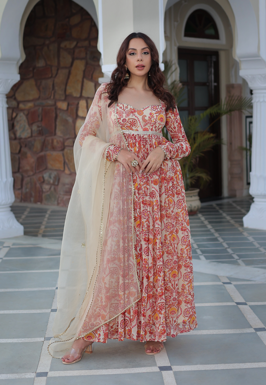 MARIGOLD CREAM GEORGETTE SUIT SET