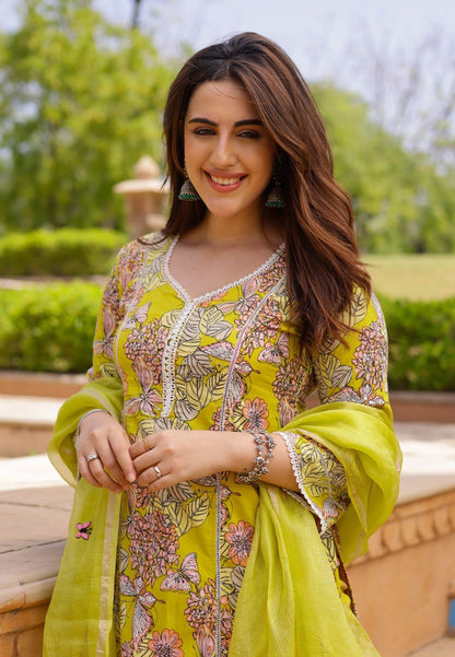 YELLOW REVA COTTON SUIT SET