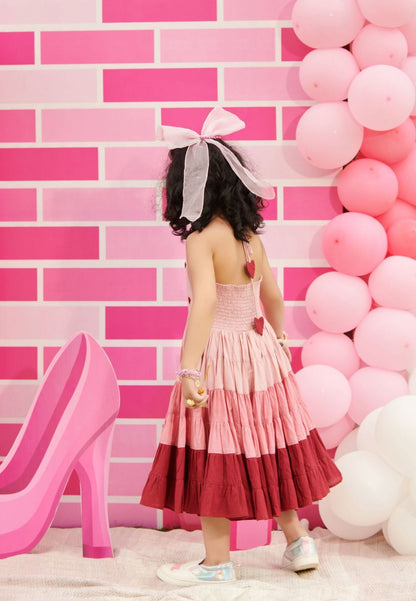 PINK HEART ELINA TIER COTTON DRESS