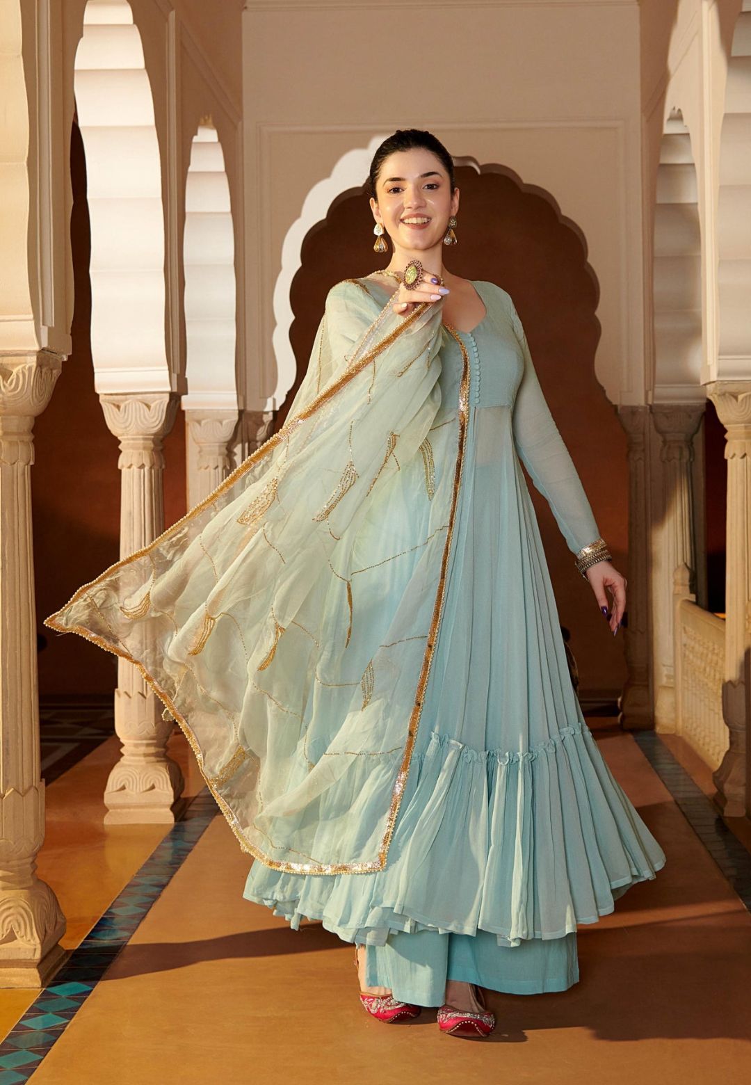BLUE HUE ZARNA GOTAPATTI GEORGETTE SUIT SET