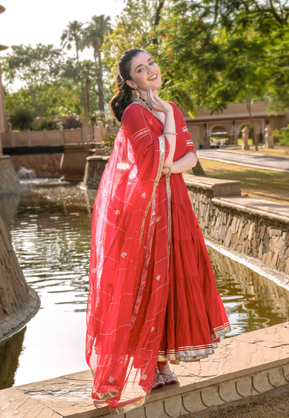 RED AARNA GOTAPATTI COTTON SUIT SET