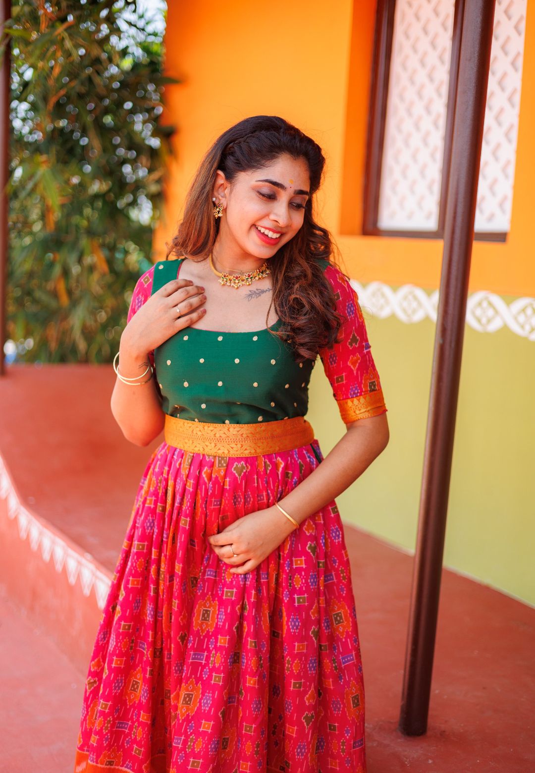 BHUMIKA MAGENTA POCHAMPALLY ANARKALI DRESS