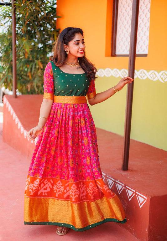BHUMIKA MAGENTA POCHAMPALLY ANARKALI DRESS