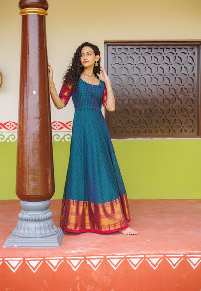 SAHANA TEAL BLUE ANARKALI DRESS