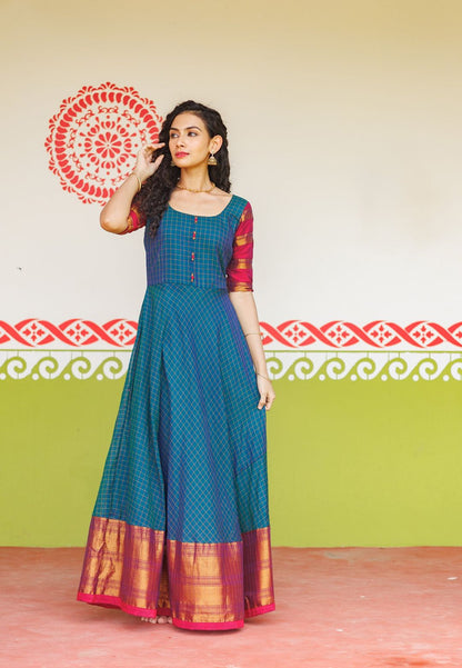 SAHANA TEAL BLUE ANARKALI DRESS