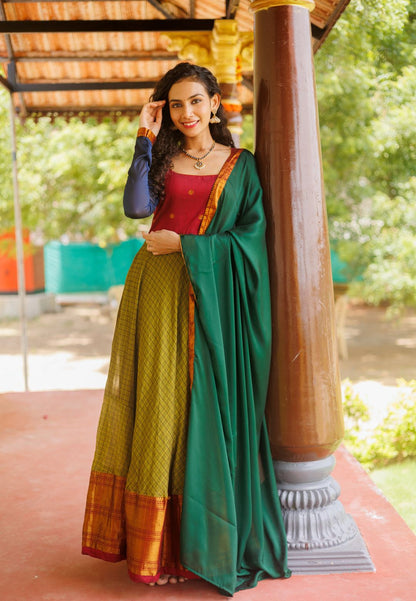 INBHA GREEN ANARKALI DRESS SET