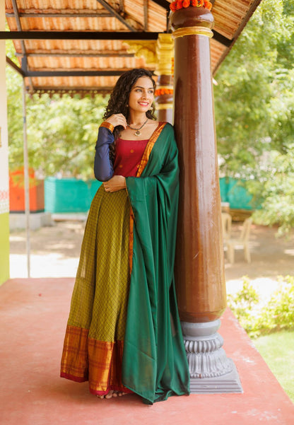 INBHA GREEN ANARKALI DRESS SET