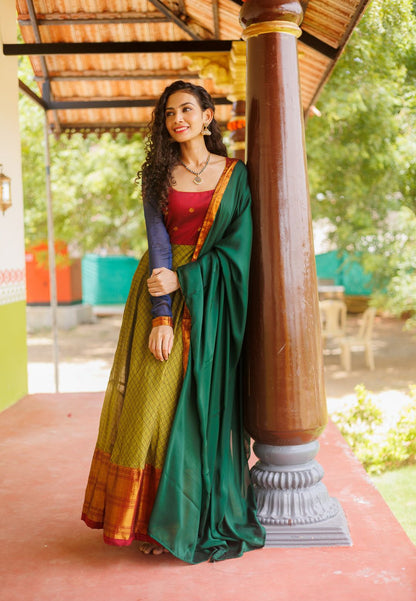 INBHA GREEN ANARKALI DRESS SET