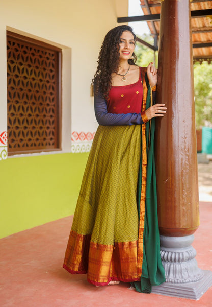 INBHA GREEN ANARKALI DRESS SET