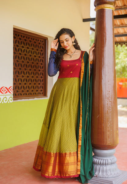 INBHA GREEN ANARKALI DRESS SET