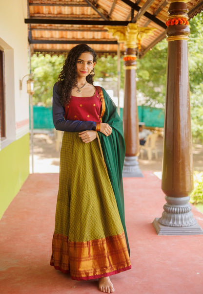 INBHA GREEN ANARKALI DRESS SET