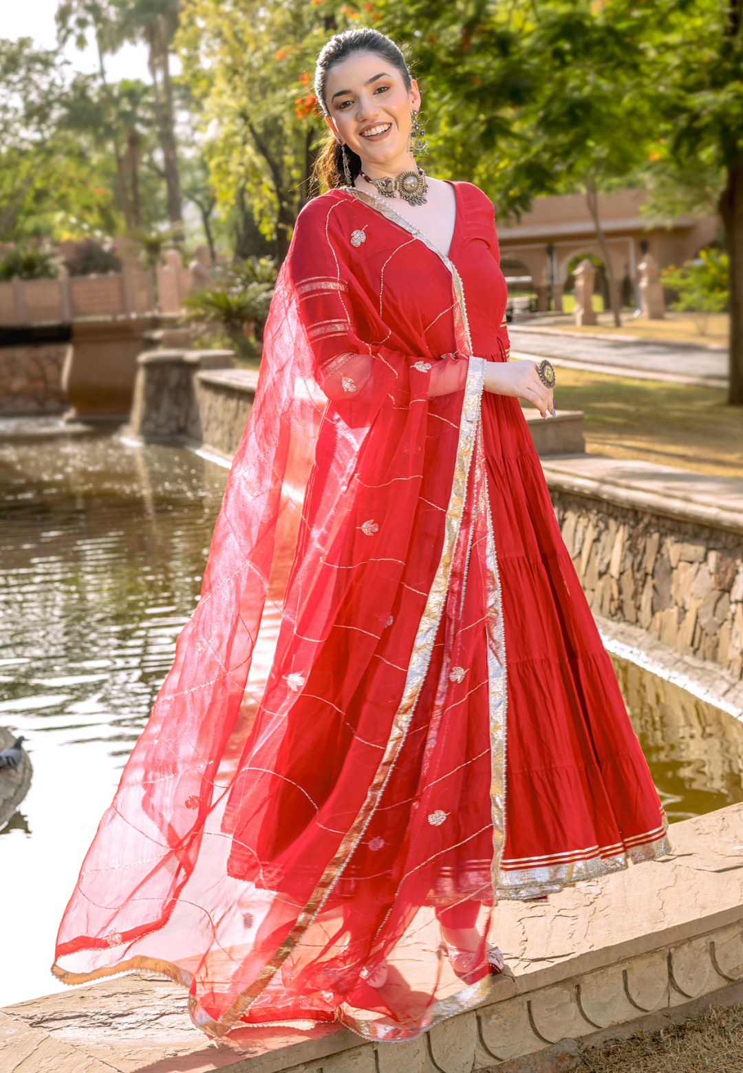 RED AARNA GOTAPATTI COTTON SUIT SET
