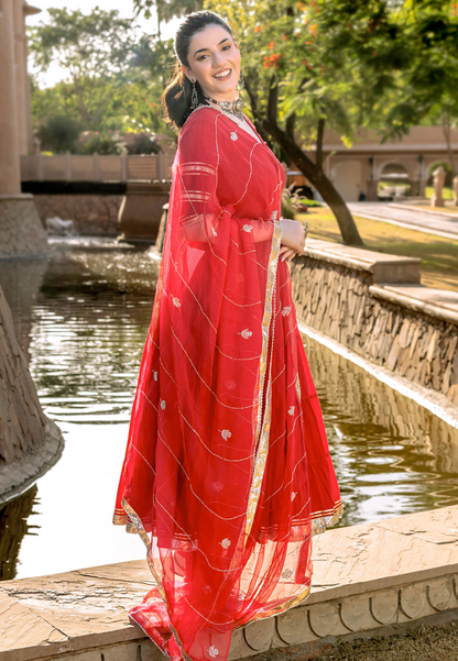 RED AARNA GOTAPATTI COTTON SUIT SET
