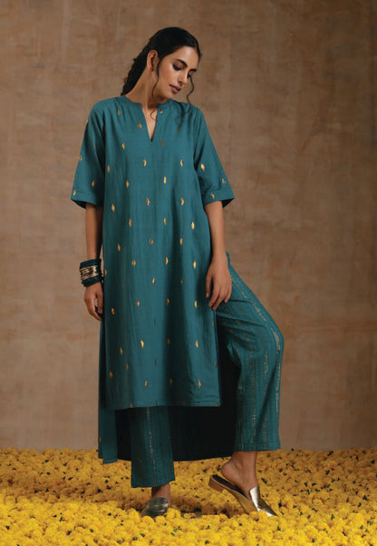 DEEP SEA GOLD COTTON RELAXED KURTA SET