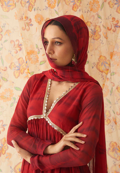 RED RUBY SHIBORI  SHARARA SET