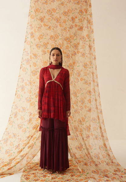 RED RUBY SHIBORI  SHARARA SET
