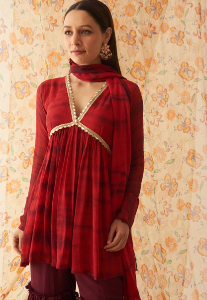 RED RUBY SHIBORI  SHARARA SET