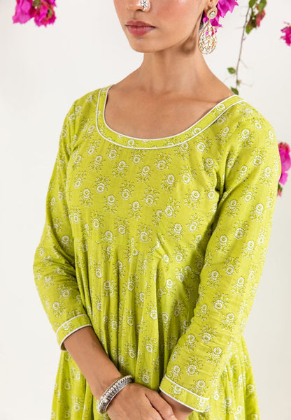 MINT GREEN HANDBLOCK COTTON SUIT SET