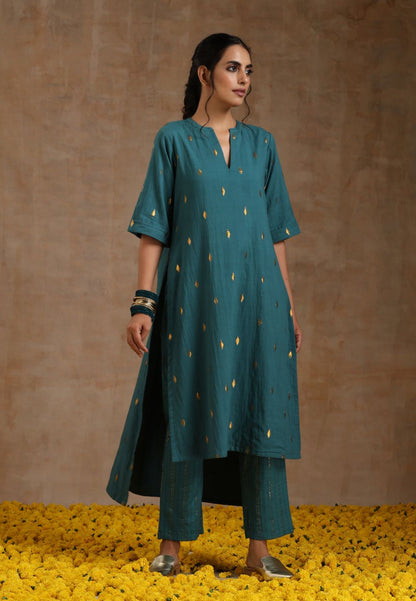 DEEP SEA GOLD COTTON RELAXED KURTA SET