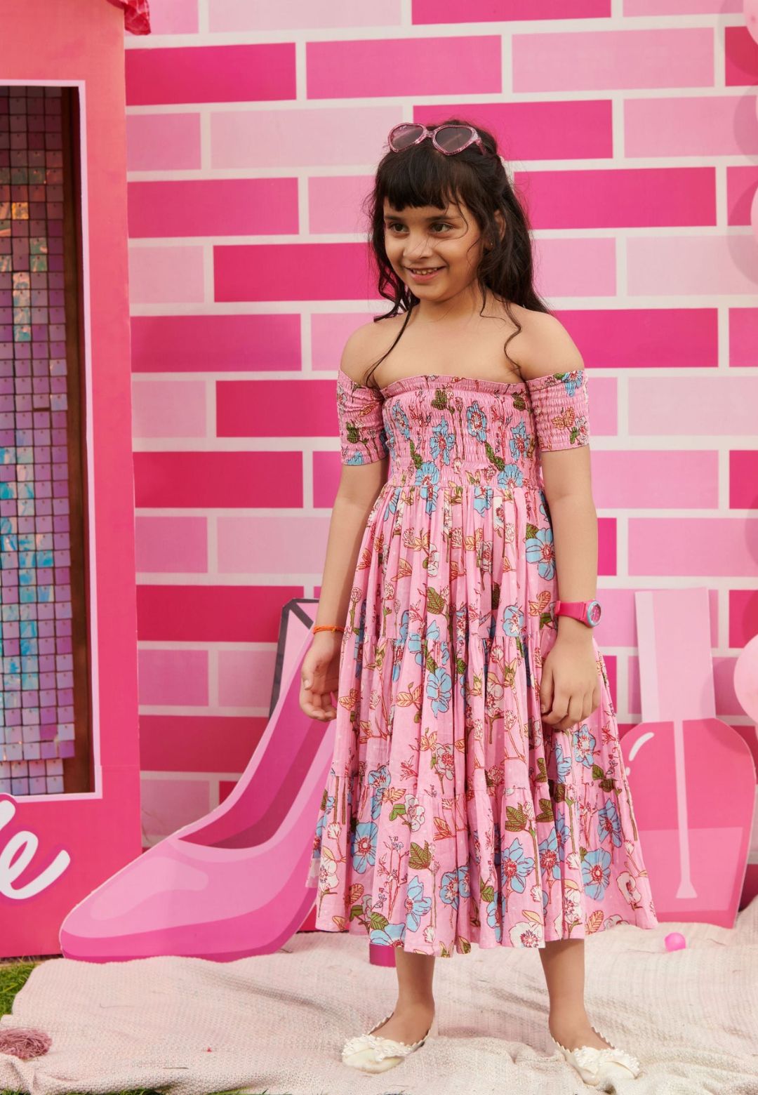 PINK RAPUNZAL SMOCKED COTTON DRES