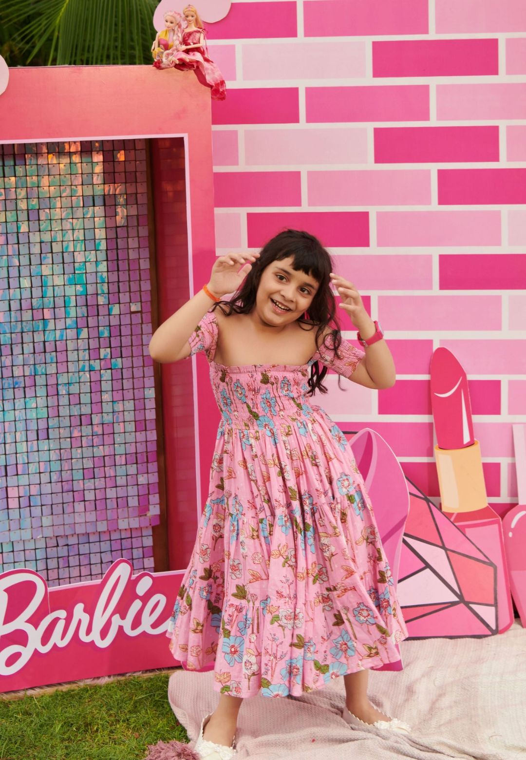 PINK RAPUNZAL SMOCKED COTTON DRES