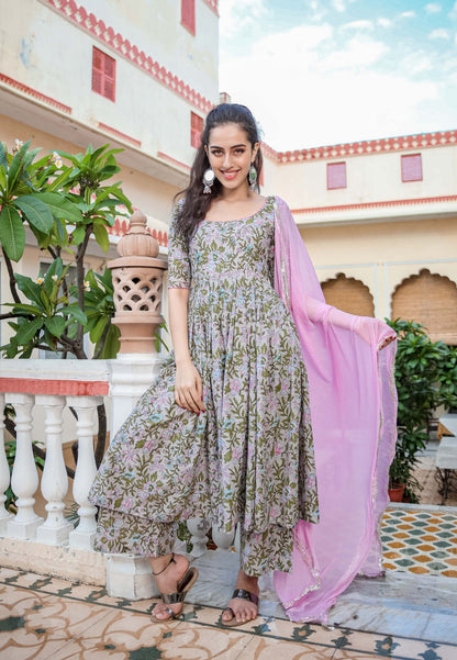 PINK FLORAL MERMAID SUIT SET
