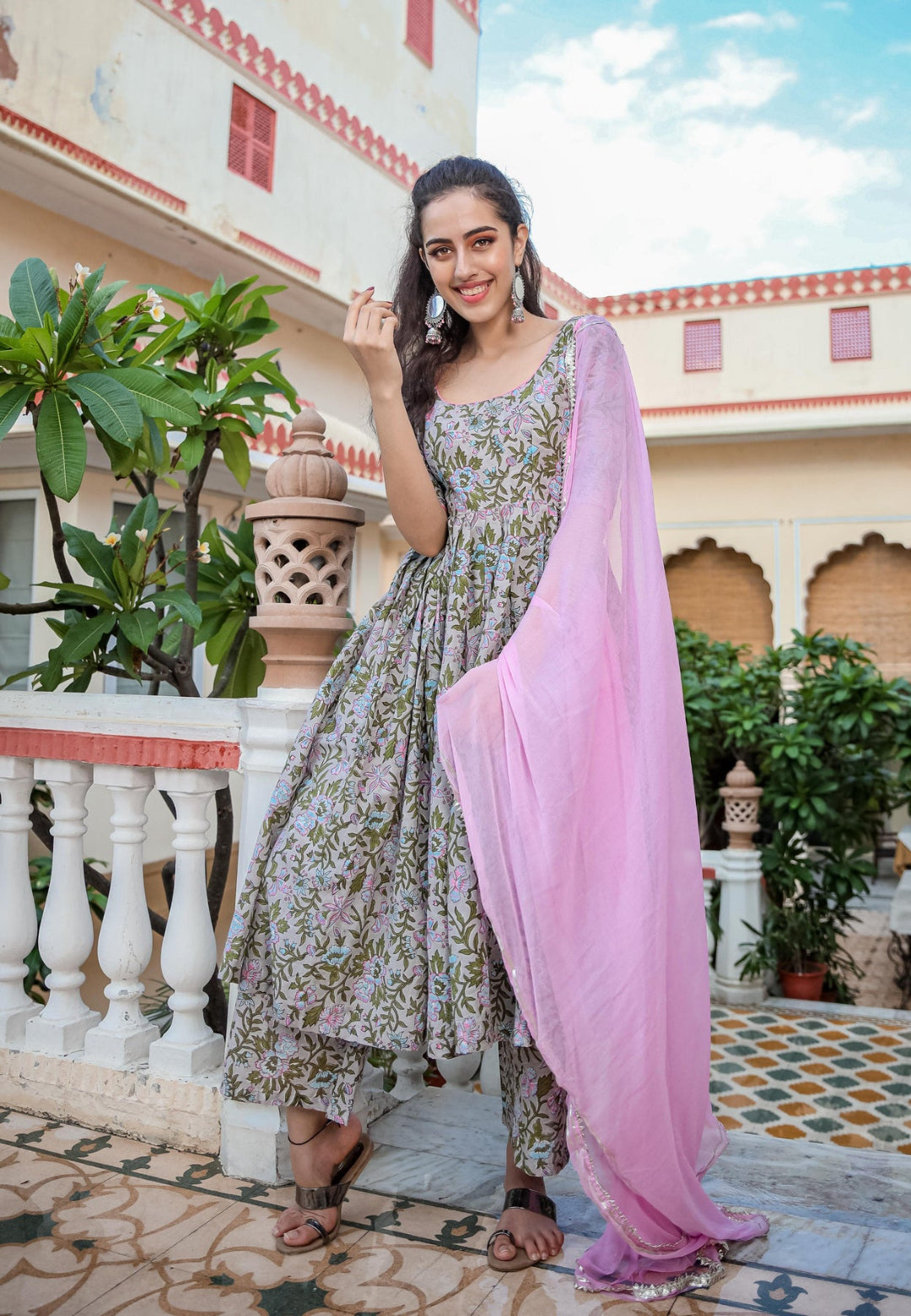 PINK FLORAL MERMAID SUIT SET
