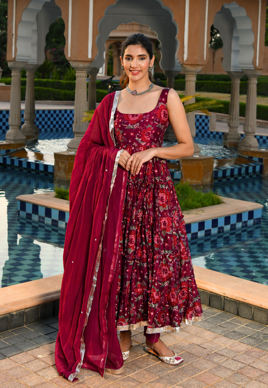 MAROON SIYA CHANDERI SUIT SET