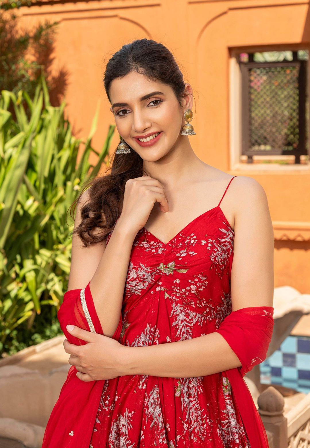 RED DAHR CHANDERI SUIT SET