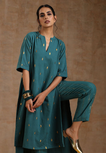 DEEP SEA GOLD COTTON RELAXED KURTA SET