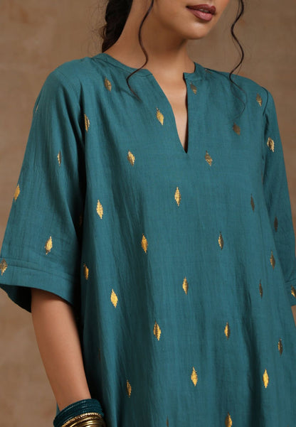 DEEP SEA GOLD COTTON RELAXED KURTA SET