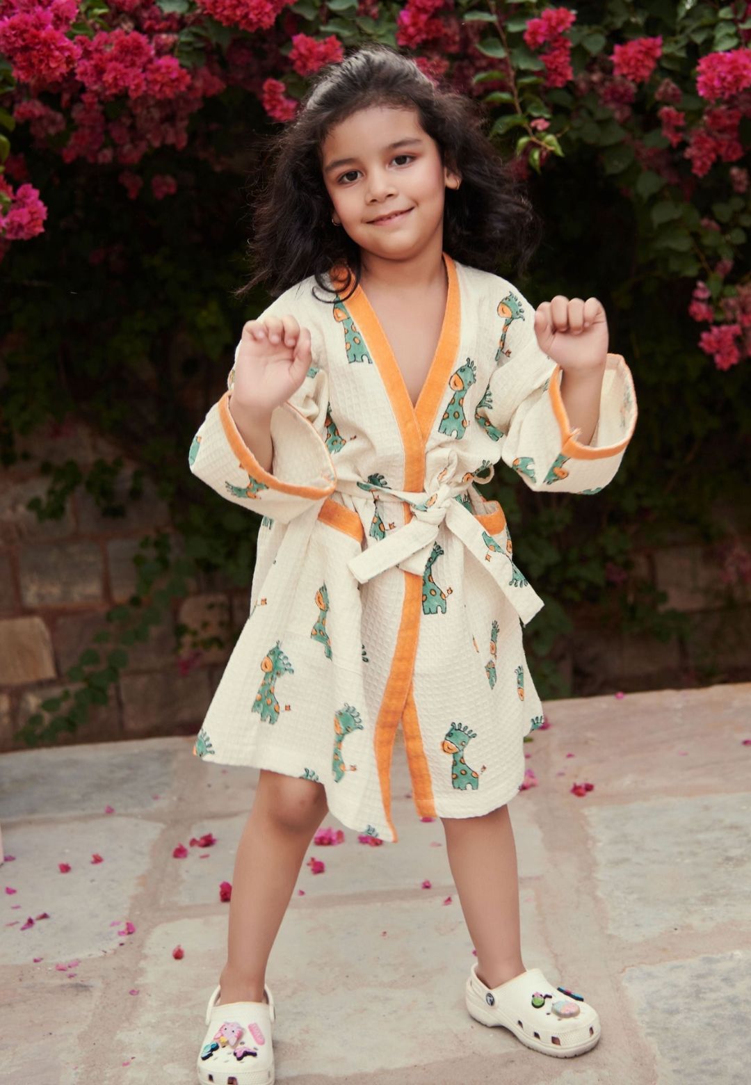 PEACHY GIRAFFE COTTON BATHROBE