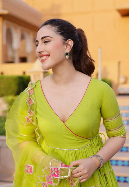 GREEN IRYA GOTAPATTI COTTON SUIT SET