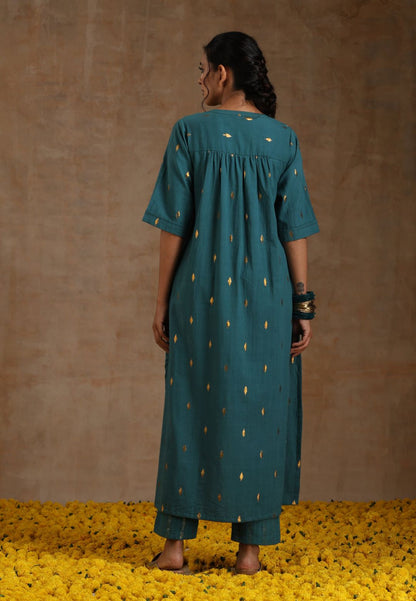 DEEP SEA GOLD COTTON RELAXED KURTA SET