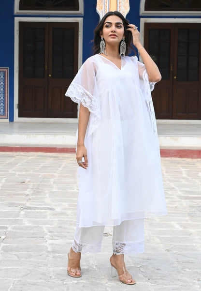 WHITE APSARA KAFTAN KURTA SET