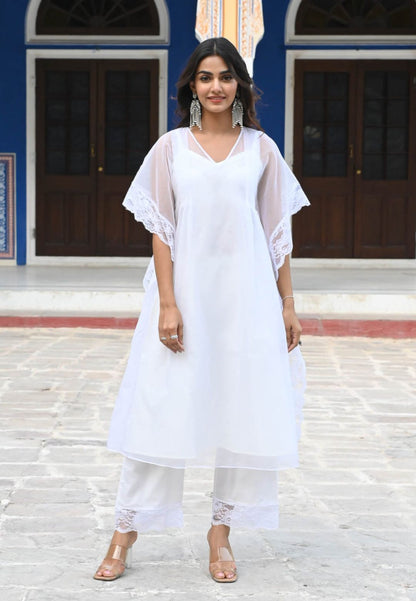 WHITE APSARA KAFTAN KURTA SET