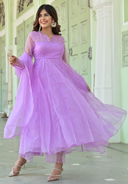 LILAC PURPLE ORGANZA SUIT SET