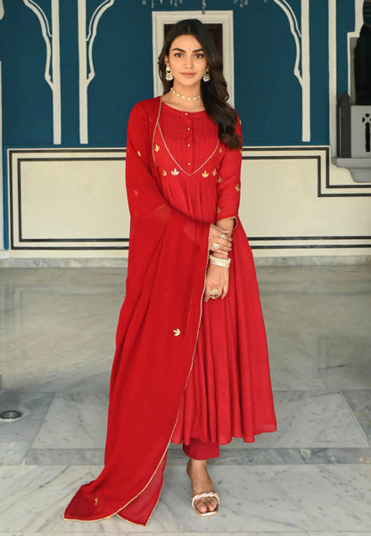 CHERRY COTTON SILK SUIT SET