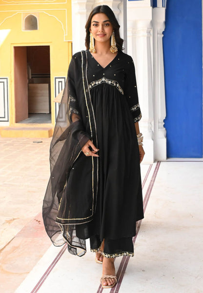 BLACK COTTON KATDANA SUIT SET