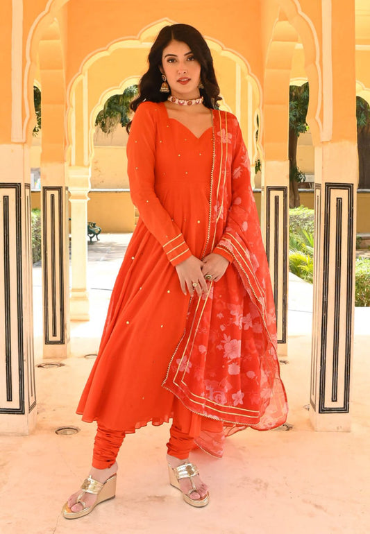 ORANGE TULIP COTTON SUIT SET