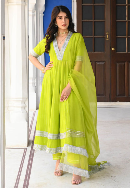 FANAA GREEN LUREX SUIT SET