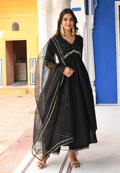 BLACK COTTON KATDANA SUIT SET